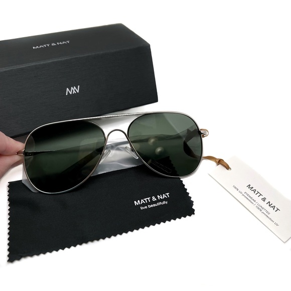Matt & Nat Sunglasses Kai Silver Aviators Unisex - Picture 9 of 14